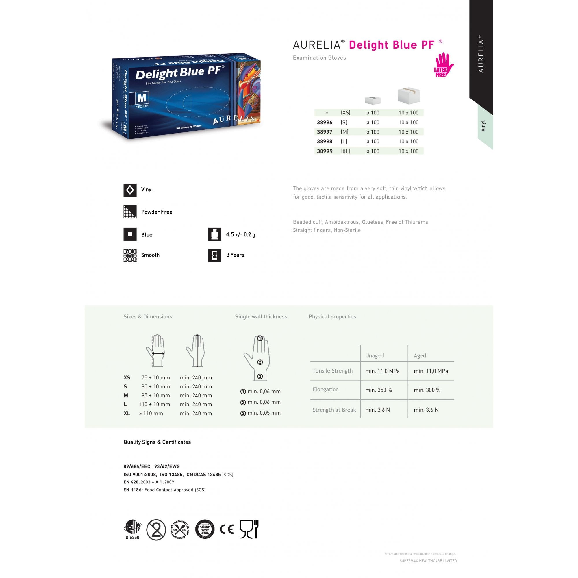 Blue Vinyl - Powder Free