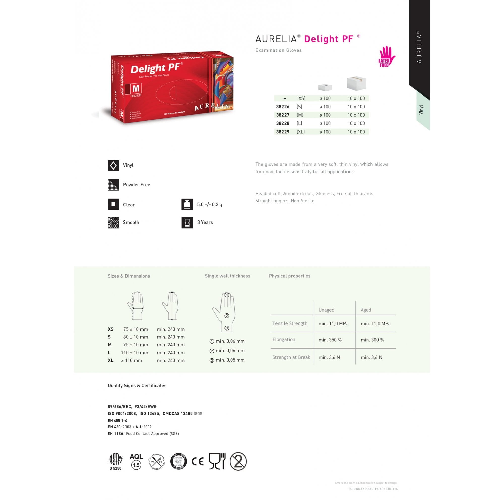 Delight - Vinyl Gloves - Powder Free