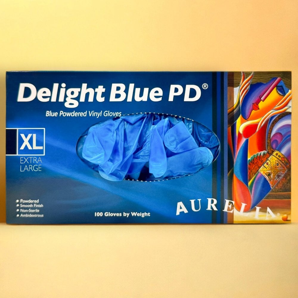 Aurelia - Blue Vinyl Gloves - Powdered