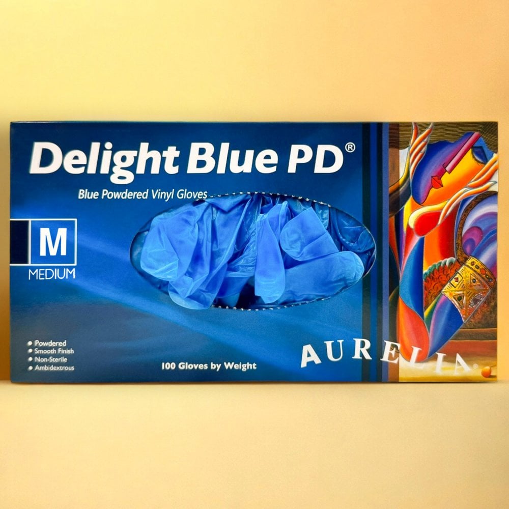 Aurelia - Blue Vinyl Gloves - Powdered
