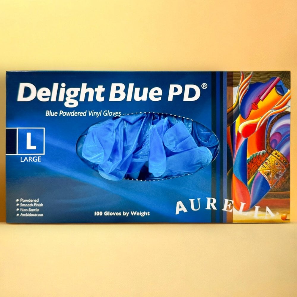 Aurelia - Blue Vinyl Gloves - Powdered
