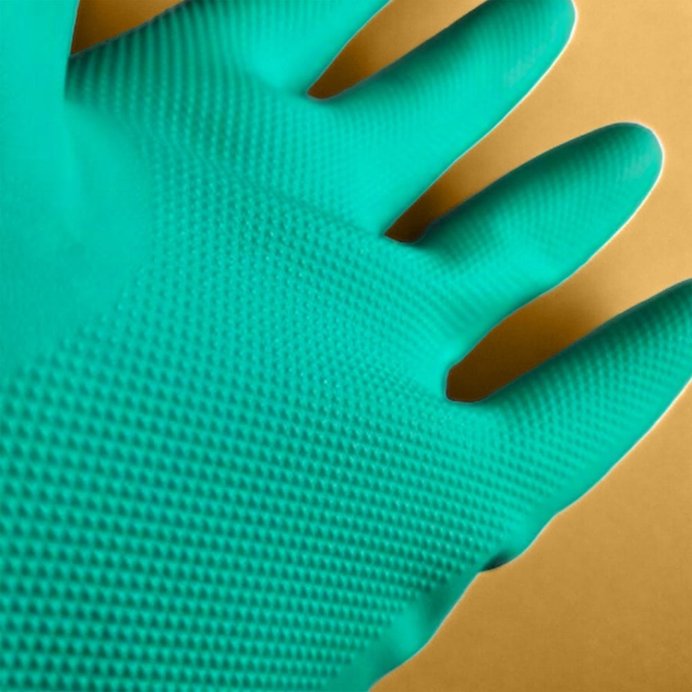 Chem Max - Green Flock lined Nitrile Chemical Gauntlet Glove