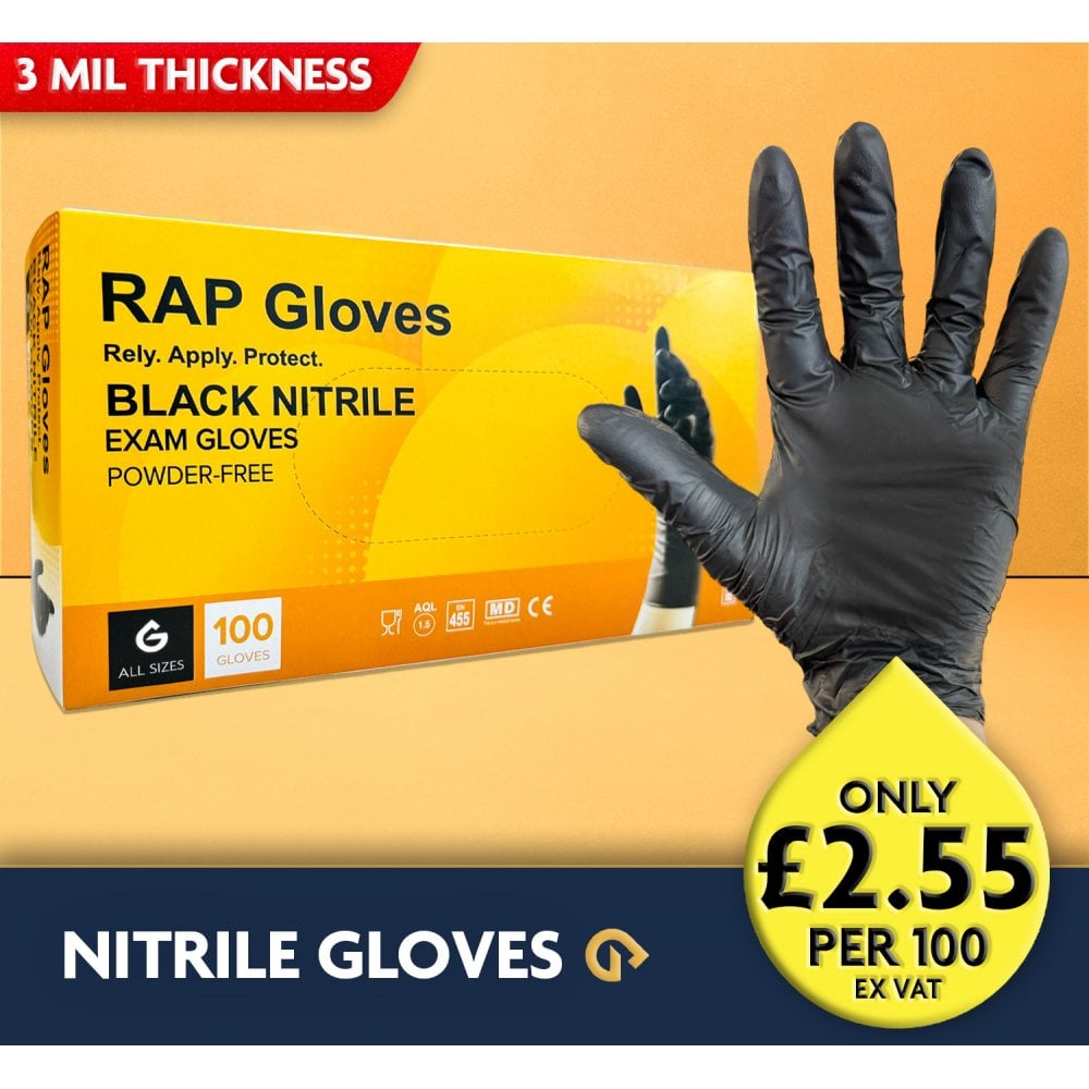 Black Nitrile Gloves - Powder Free
