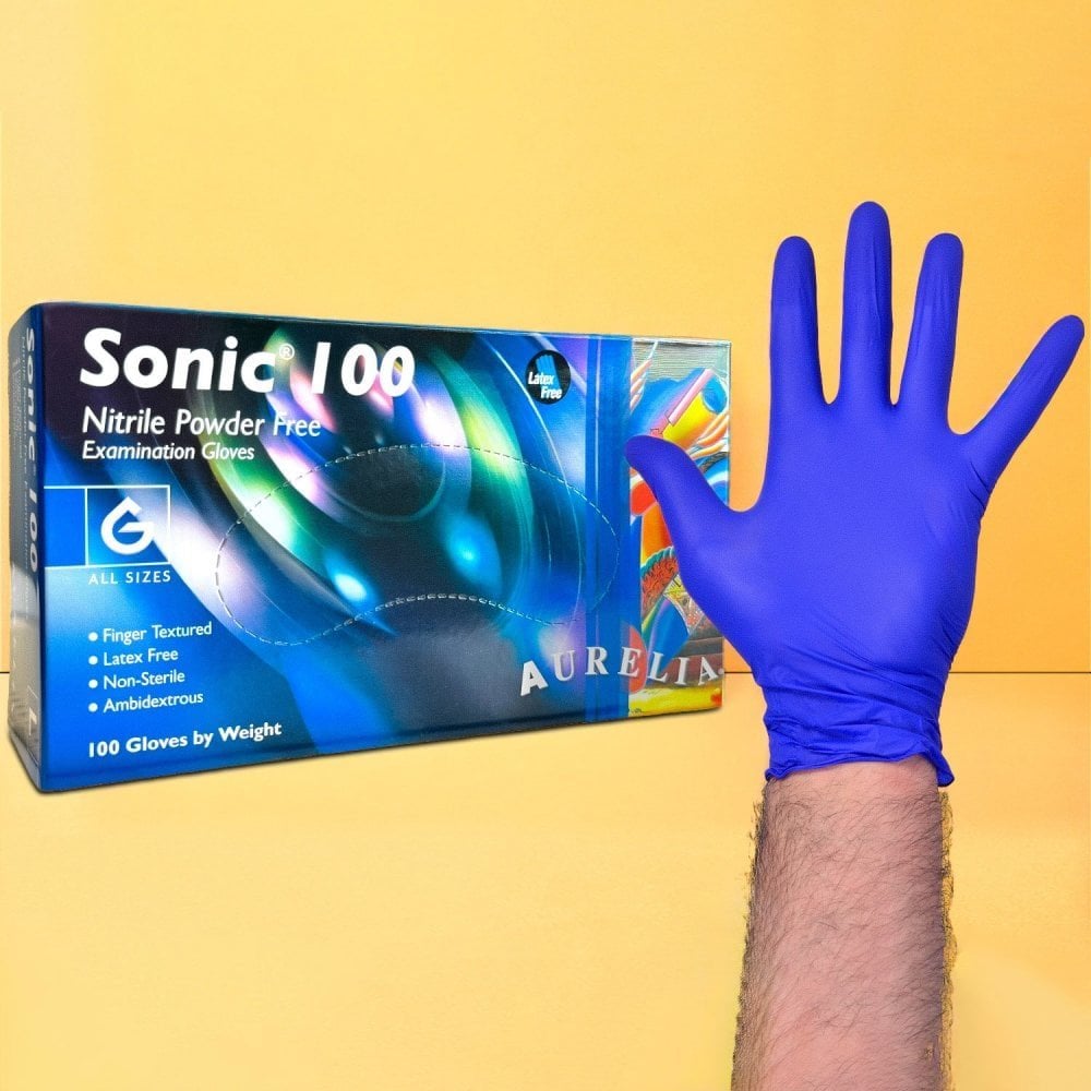 Sonic 100 - Cobalt Blue Nitrile Gloves - Powder Free Bundle