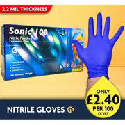 Sonic 100 Cobalt Blue Nitrile Gloves - Powder Free