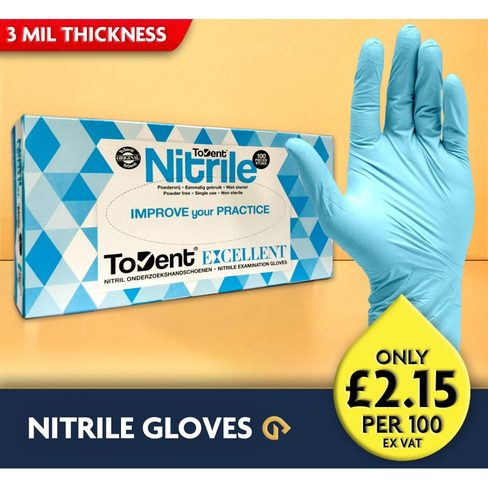 Blue Nitrile Gloves - Powder Free
