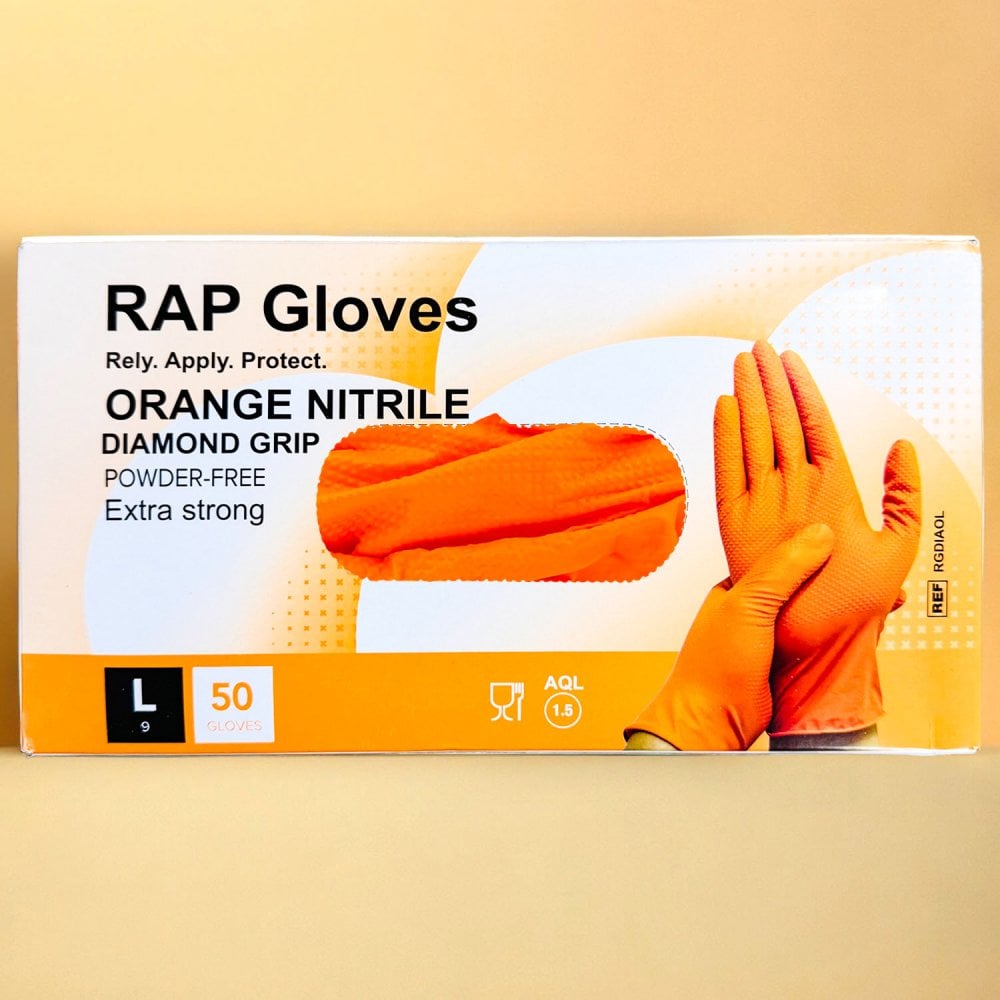 Ignite Orange Nitrile Gloves - Powder Free