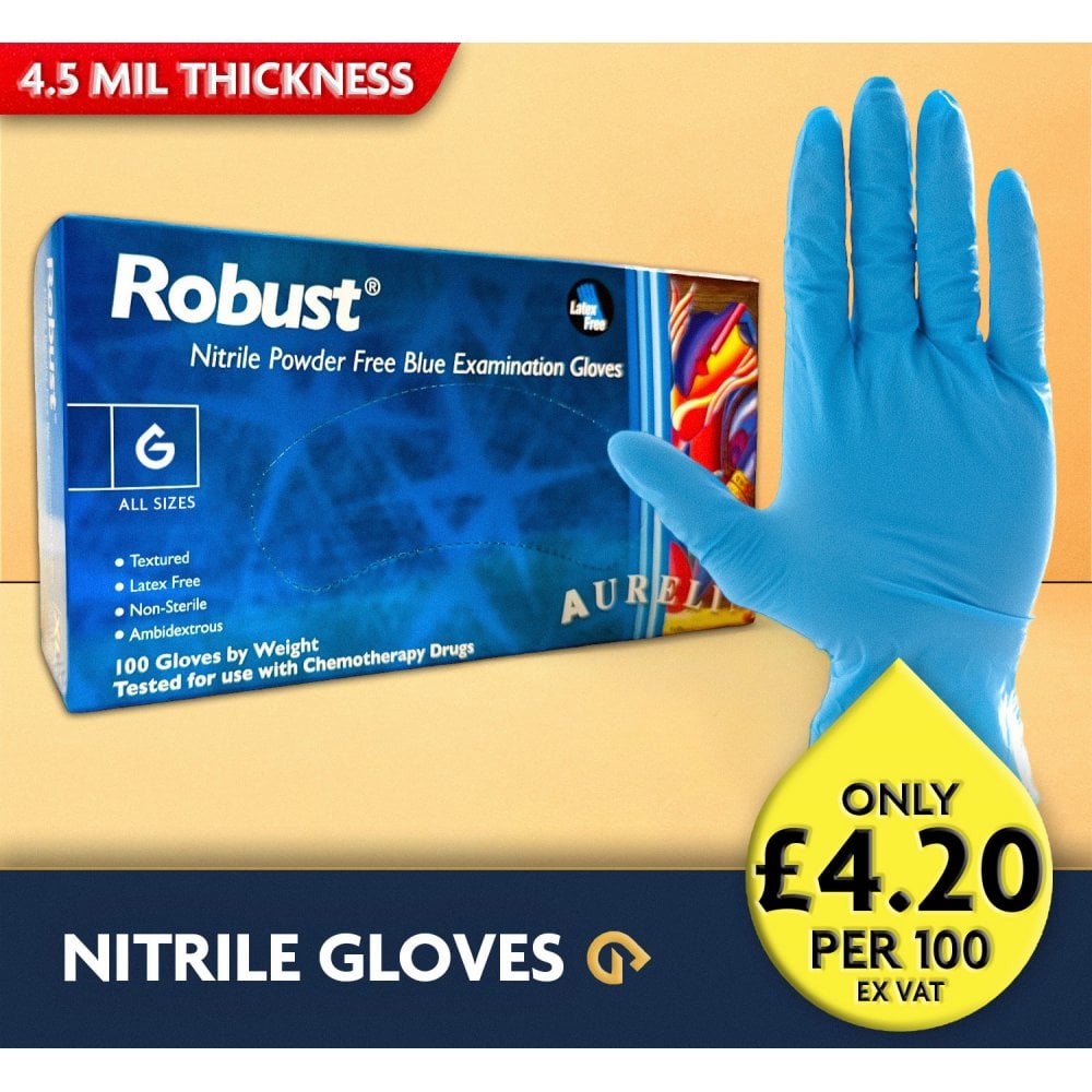 Robust - Blue Nitrile Gloves - Powder Free