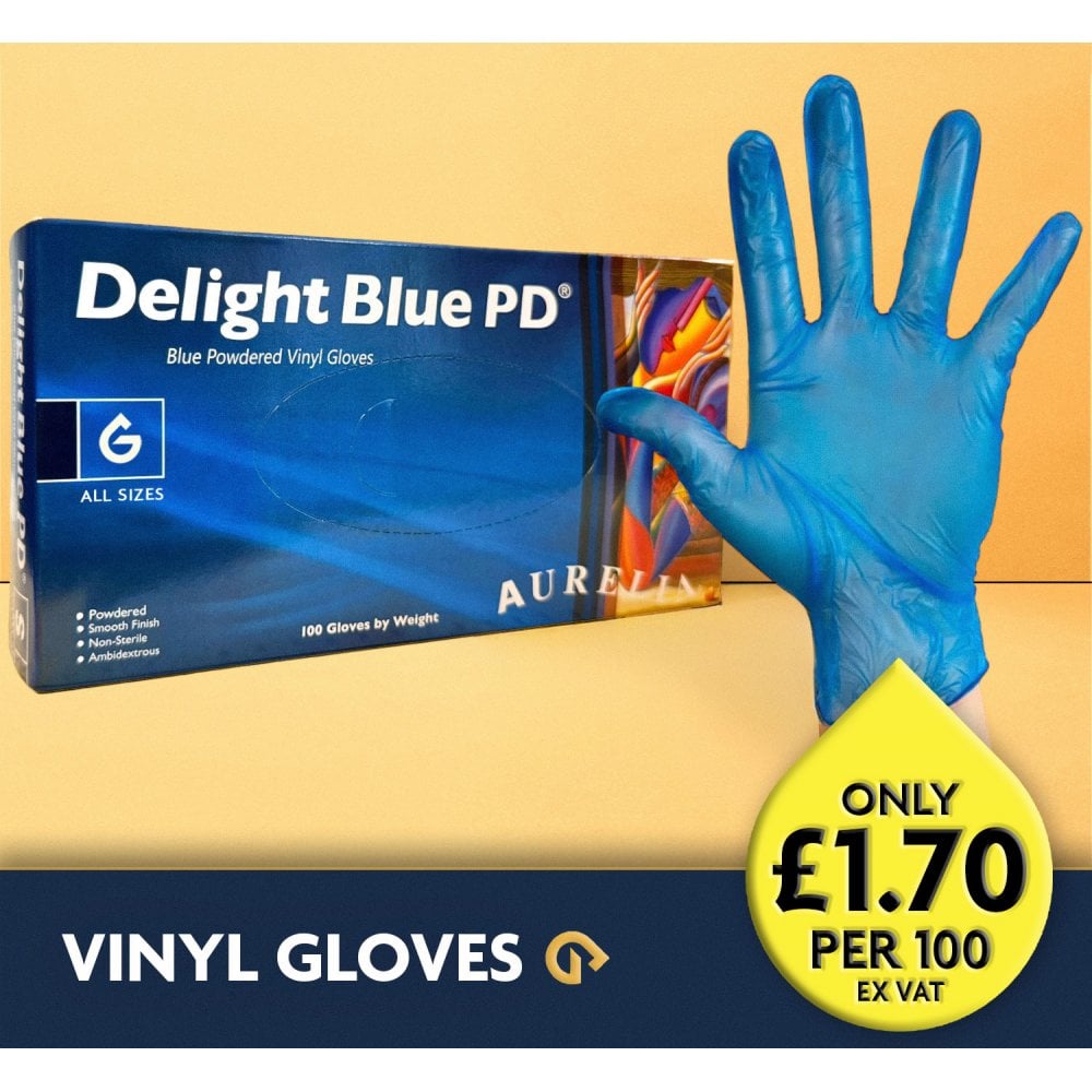 Aurelia - Blue Vinyl Gloves - Powdered