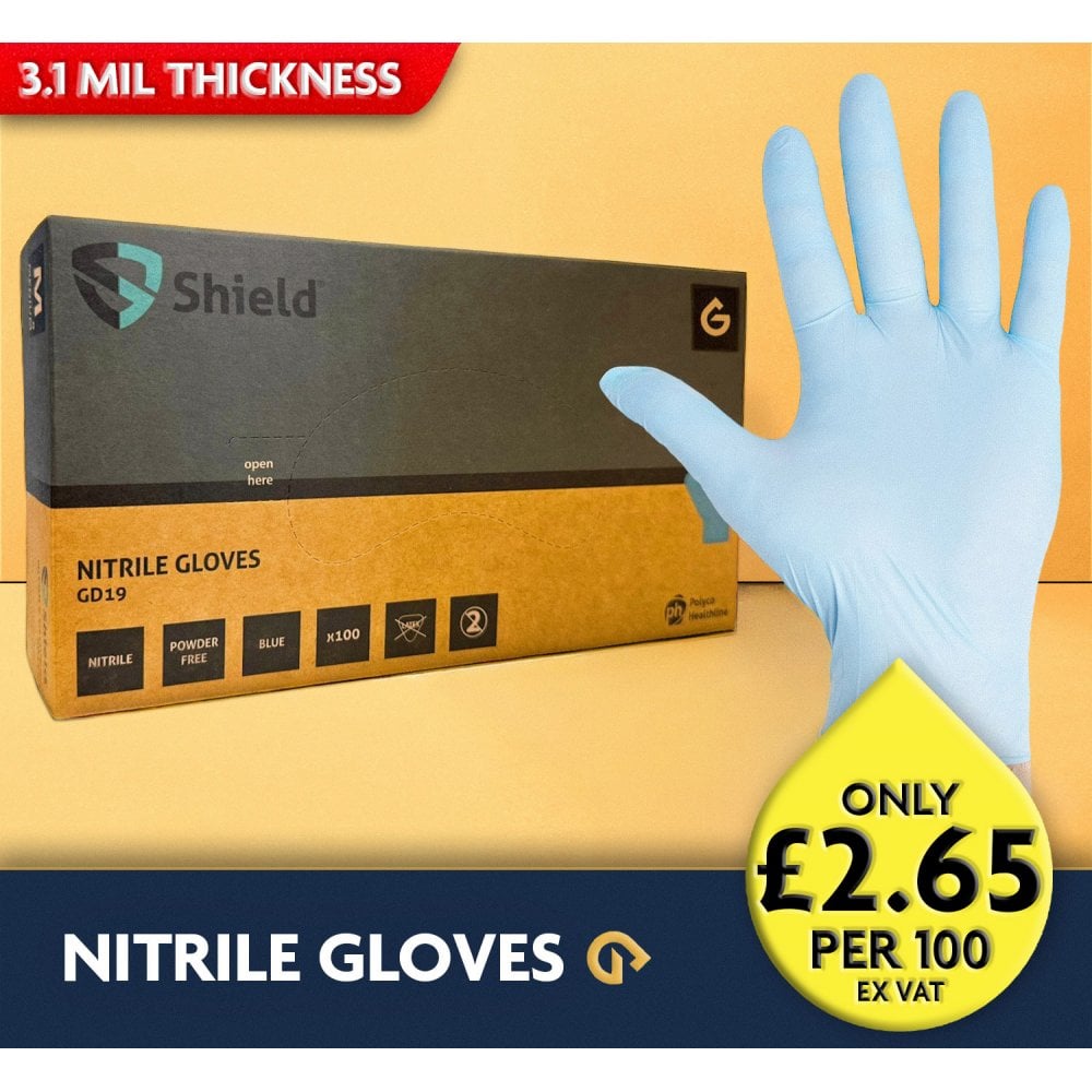 Blue Nitrile Gloves - Powder Free